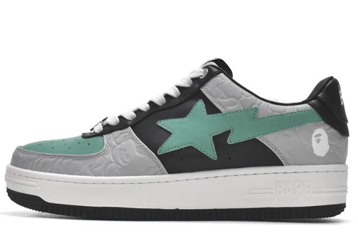 Кроссовки A Bathing Ape Bape Sta Leather Grey Mint Black  разноцветные