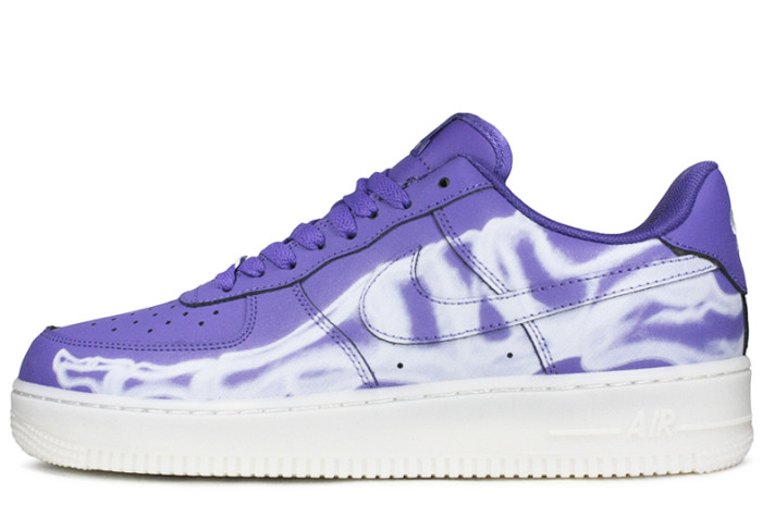 Кроссовки Nike Air Force 1 Low Purple Skeleton Halloween CU8067-500 синие, кожаные